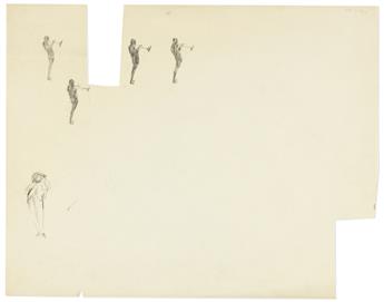 JOE EULA (1925-2004) One Kodak contact sheet, Five portrait sketches, and one design. [FASHION / GAY ARTIST / HALSTON]